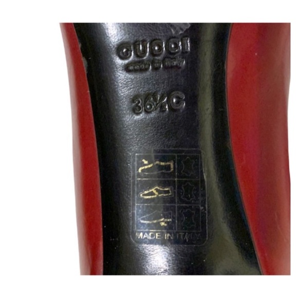 Gucci Shoes Pumps Authentic Heels Red Square Toe Shoes Size 36.5 - Picture 9 of 13